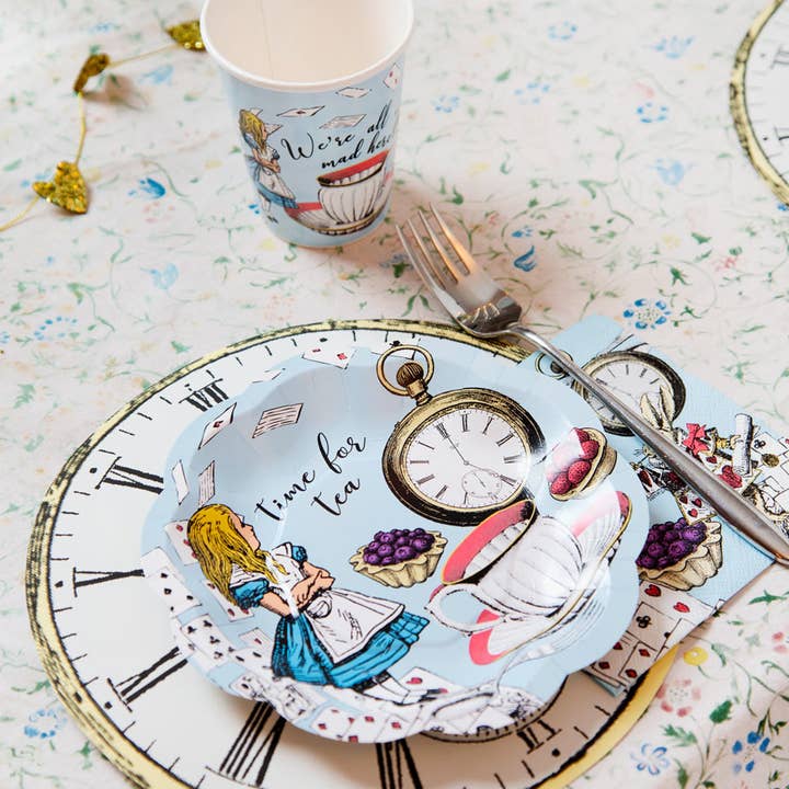 Talking Tables USA - Wholesale Disposable Plate - Alice in Wonderland Scalloped Plate | 12 Pack | Tea Party |