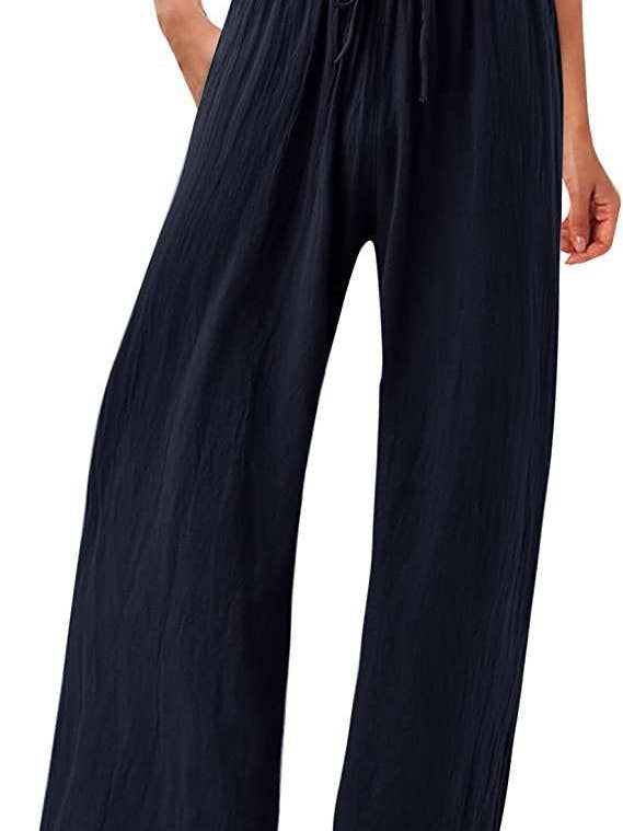 Lily Clothing - Wholesale Pants - Women's - Solid-colored cotton linen loose wide-leg pants10