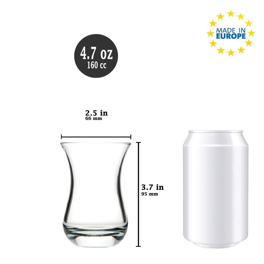 Hakan – wholesale Coffee/tea cup – Pasabahce Aida Traditional Turkish Tea Glass Set of 6, 5.4oz3