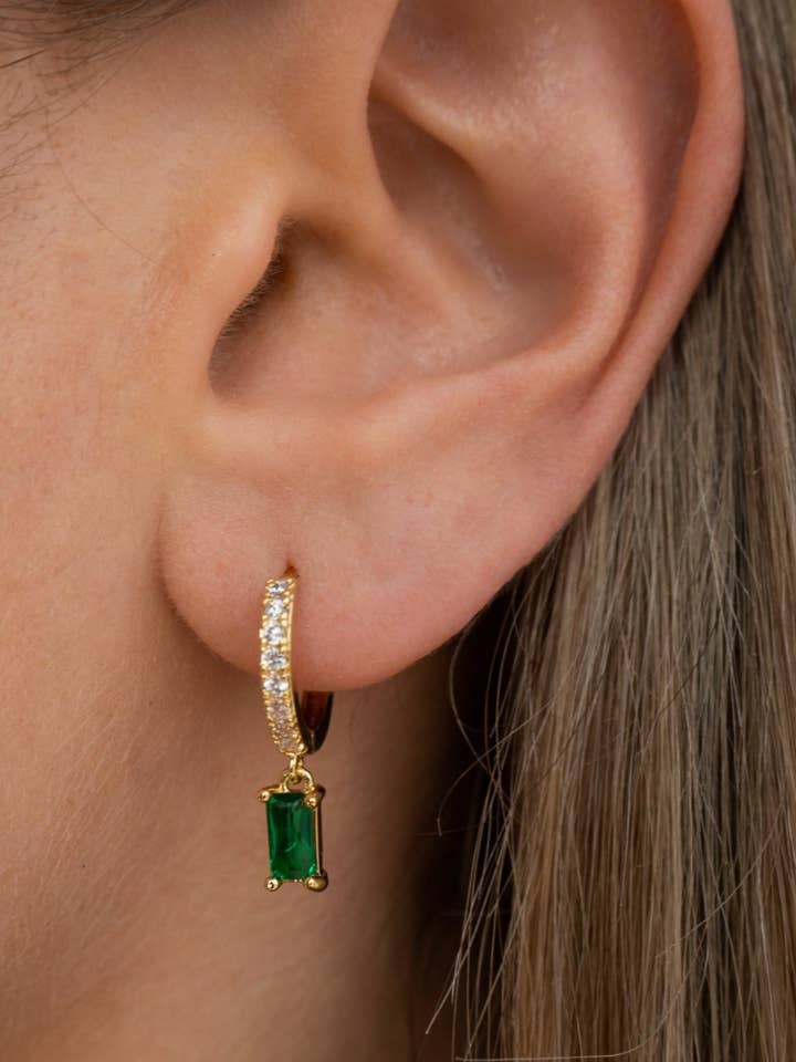 Sonia Huggies | Emerald for wholesale by JacqMaria Jewelry
