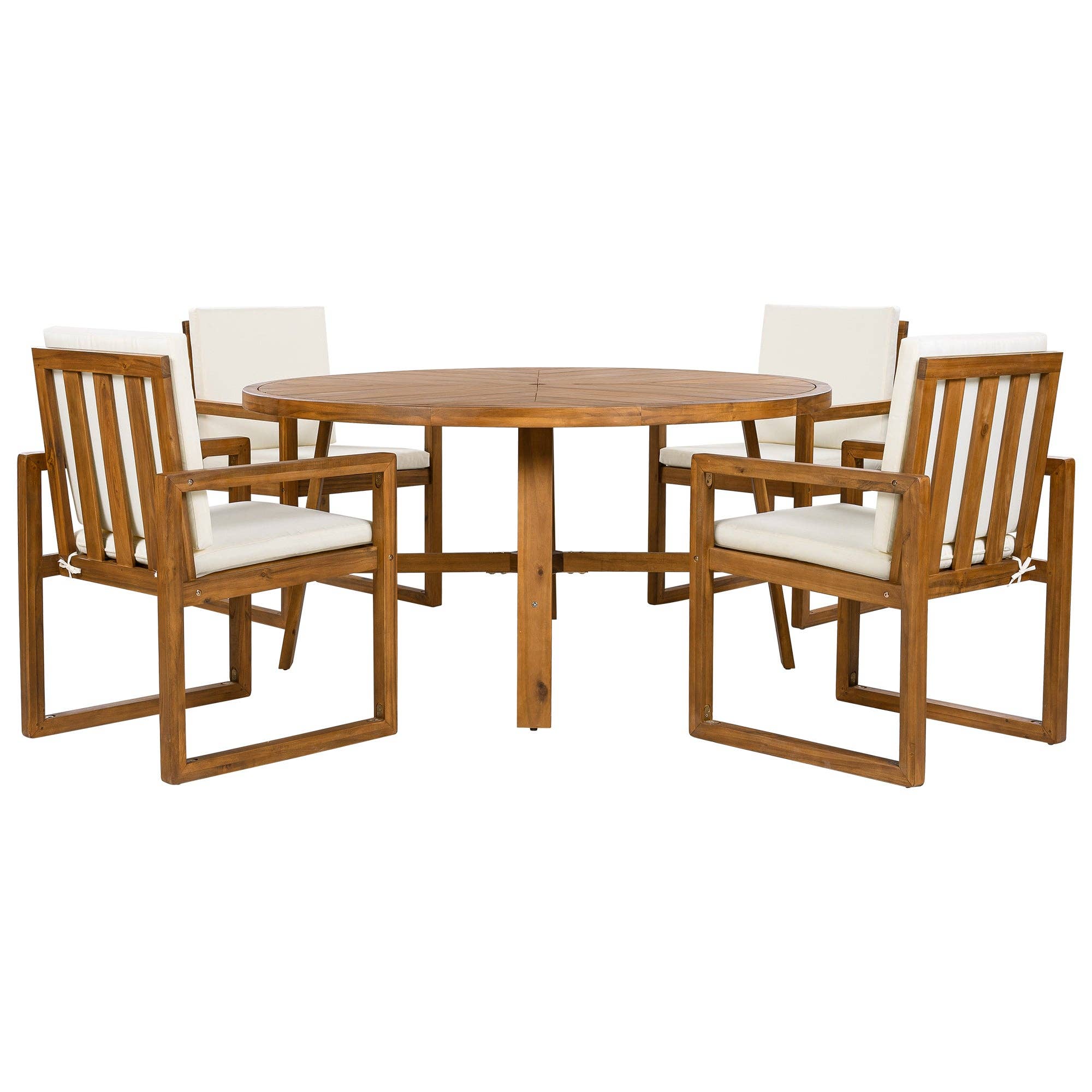 HOMYCASA DESIGN INC - Wholesale Patio Set - 5-Piece Outdoor Patio Dining Set Acacia Wood with Four Armchairs and Table, Beige14