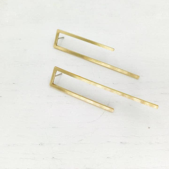 Laka Luka - Vente Boucles d'oreilles pendantes - Boucles d'oreilles surdimensionnées rectangulaires géométriques faites main5