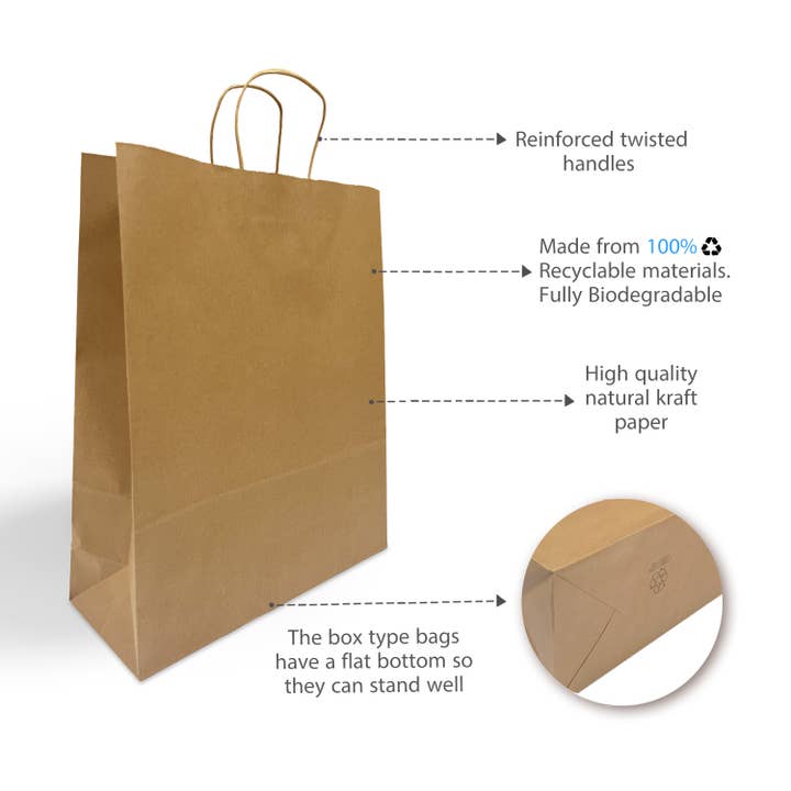 Kis Paper - Wholesale Gift Bag - Queen 16x6x19.25 inches Kraft Paper Bag Twist Handles