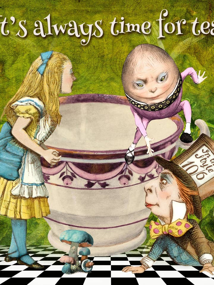 Alice In Wonderland It's Always Time For Tea! Greeting Card for wholesale by Jeevesy Cards