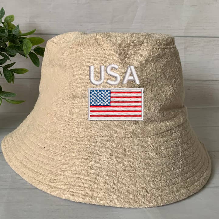 One Nine – Engroshandel Bucket hat - Dame – 4. juli Terry Towel Bucket Hat /USA-flag 5
