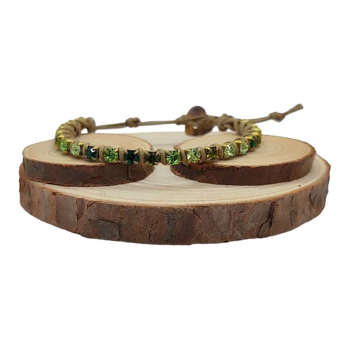 Pulseiras de Corrente de Cristal Médio - Multi Verde por atacado de QUÉ MÁS JEWELS