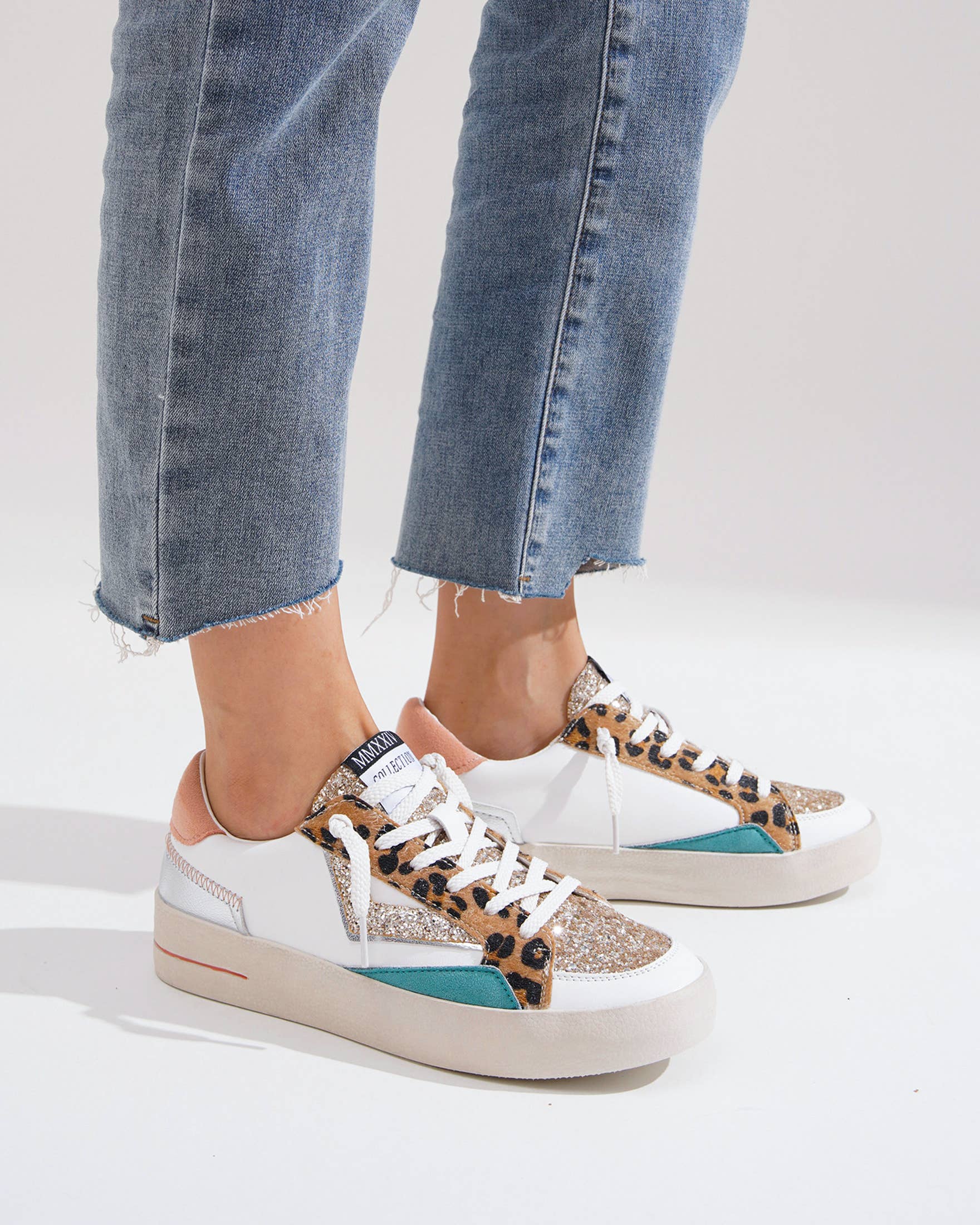 CEREZA - Vente Baskets tendance – femme - Baskets à semelle plateforme pour femmes avec détail pailleté10