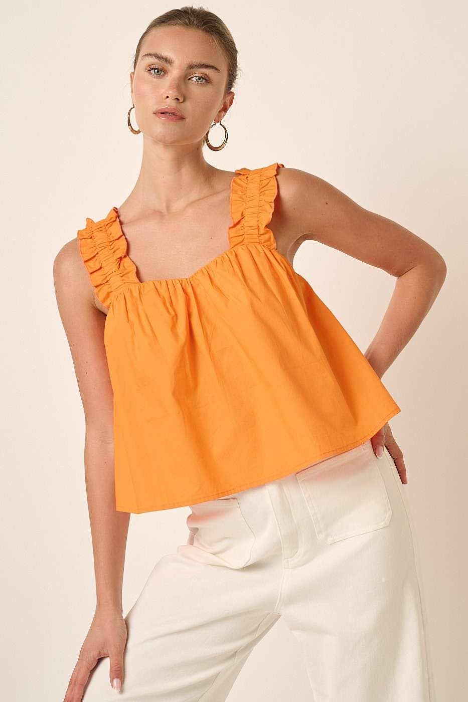 mittoshop - Wholesale Blouse - Women's - M15167-SEMI SWEETHEART NECK RUFFLE CROP TOP5