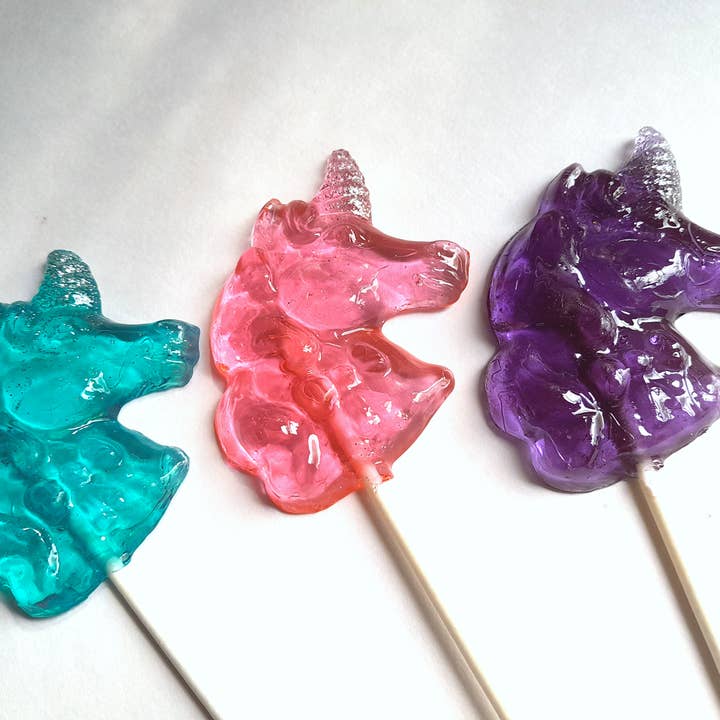 Homespun Parties - Wholesale Lollipop - Unicorn Lollipop with Silver Horn in Various Colors