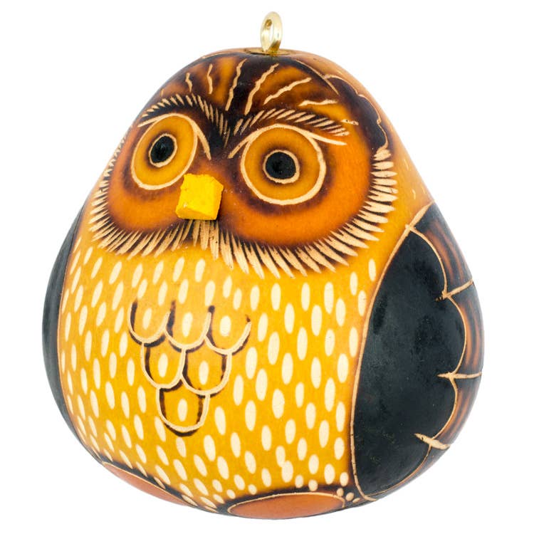 Lucuma Designs - Venta al por mayor Adornos - Adorno de calabaza con forma de búho moteado, regalo natural2