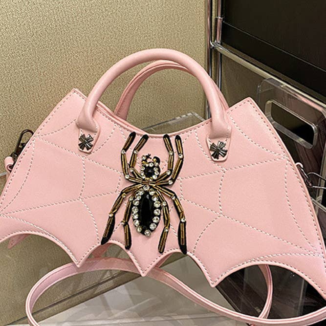 UNISHE - Wholesale Top Handle Bag - Women's - Spider Rhinestone PU Leather Bag ZK4817