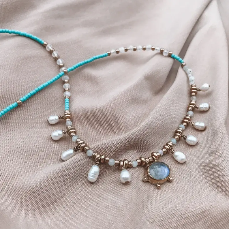 Bonisita – wholesale Beaded/pearl necklace – Queen Necklace, Moonstone, Blue Moonstone, Crystal Necklace8