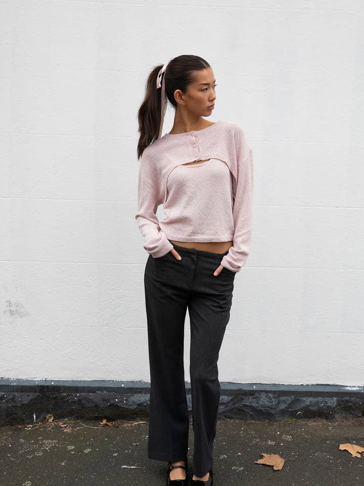 Sophia Bolero & Tank - Pink for wholesale by Style Addict