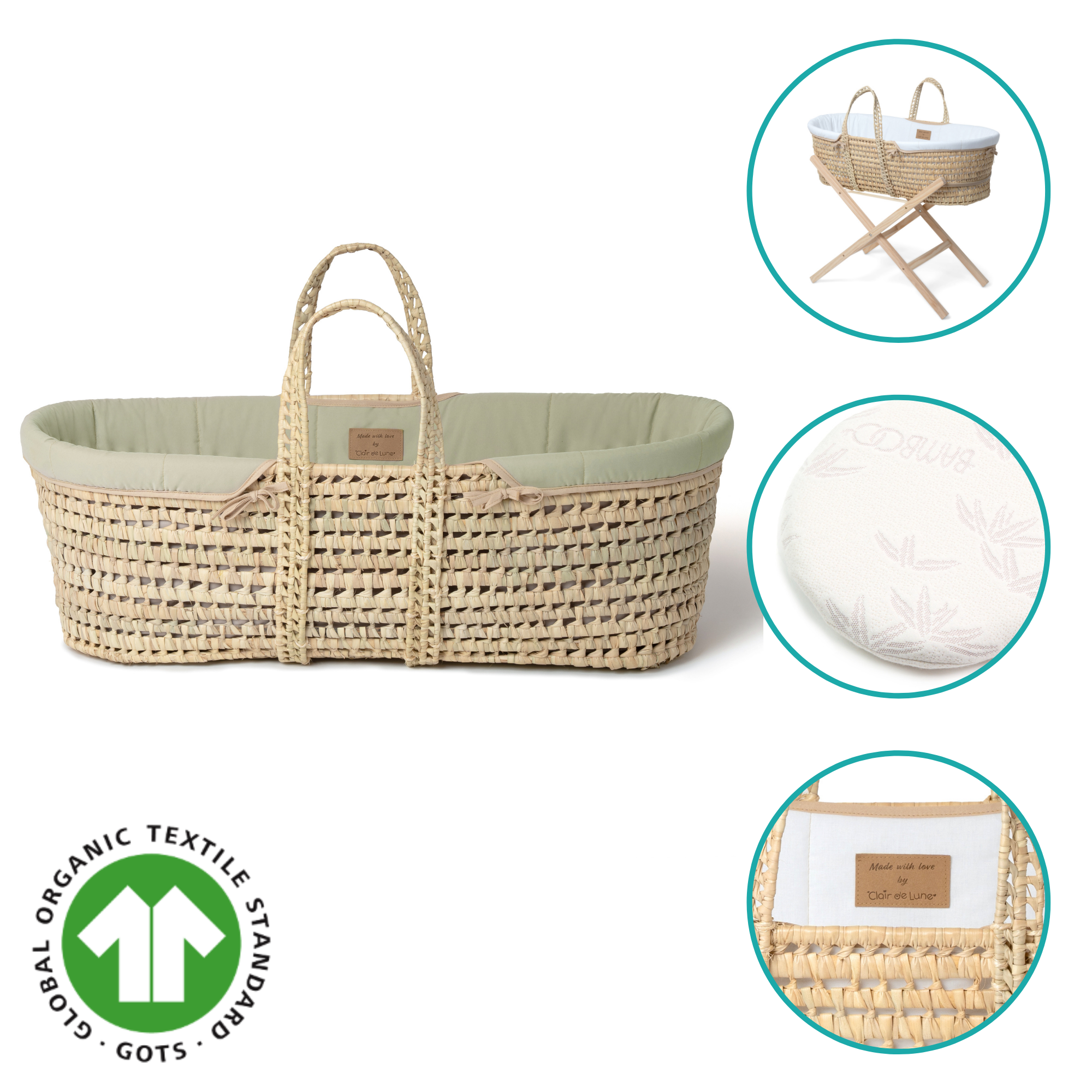 Clair De Lune – wholesale Bassinet – Baby – Organic Palm Moses Basket11