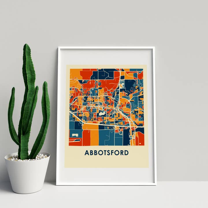 11" x 14" Prussian Abbotsford Map Print - Chroma Style for wholesale by ILIKEMAPS