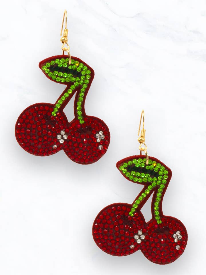 Crystal Cherry Drop Earrings for wholesale by Suzie Q USA