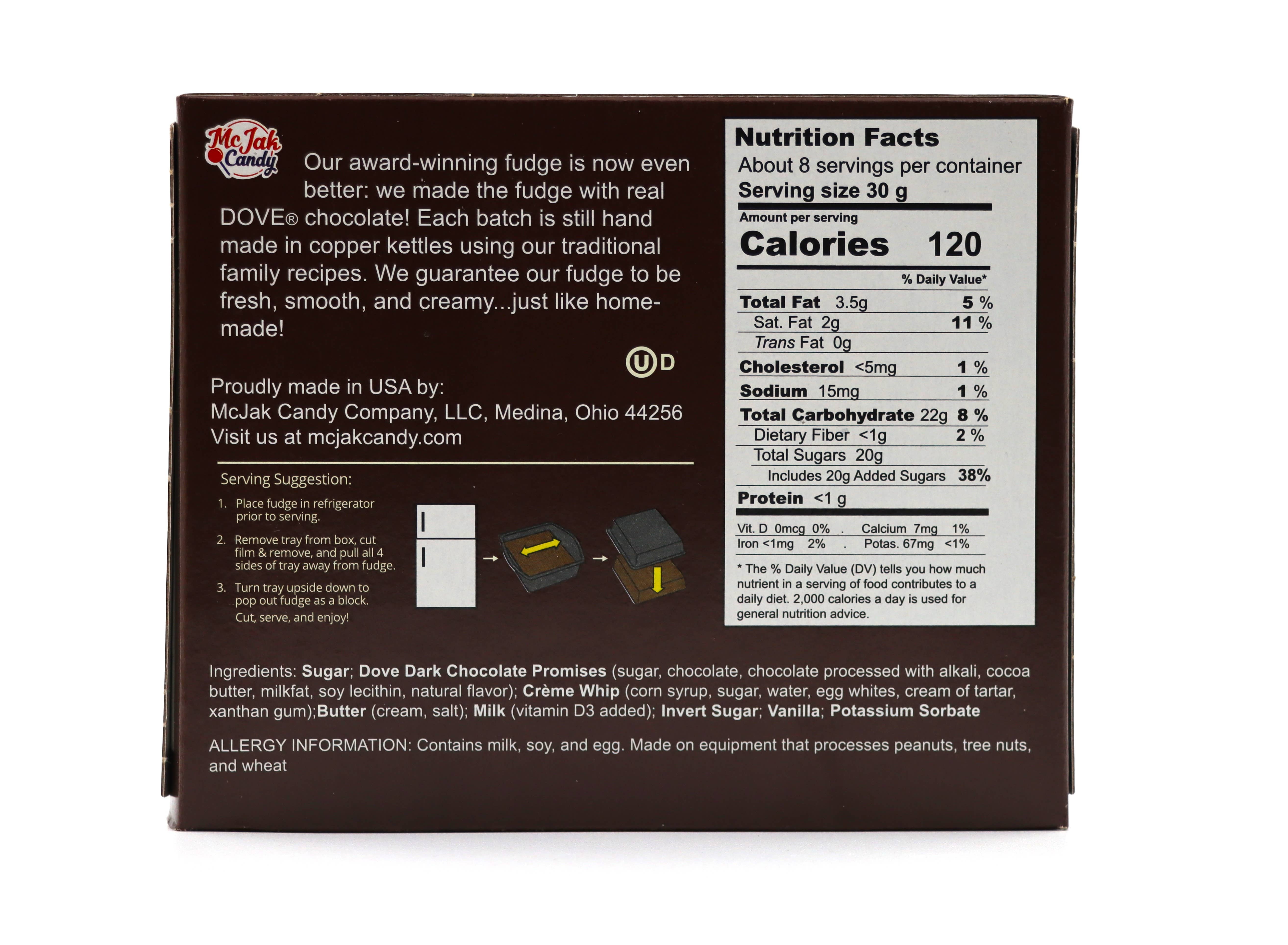 Grandpa Joe's Candy Shop – wholesale Fudge – Dove 8oz Dark Chocolate Fudge, 12ct2