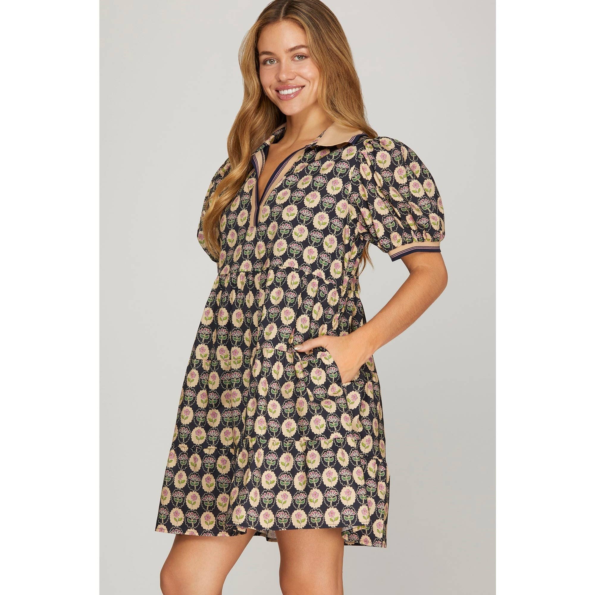 STYLE USA - Wholesale Dress - Women's - PRINTED WOVEN TIERED MINI DRESS3