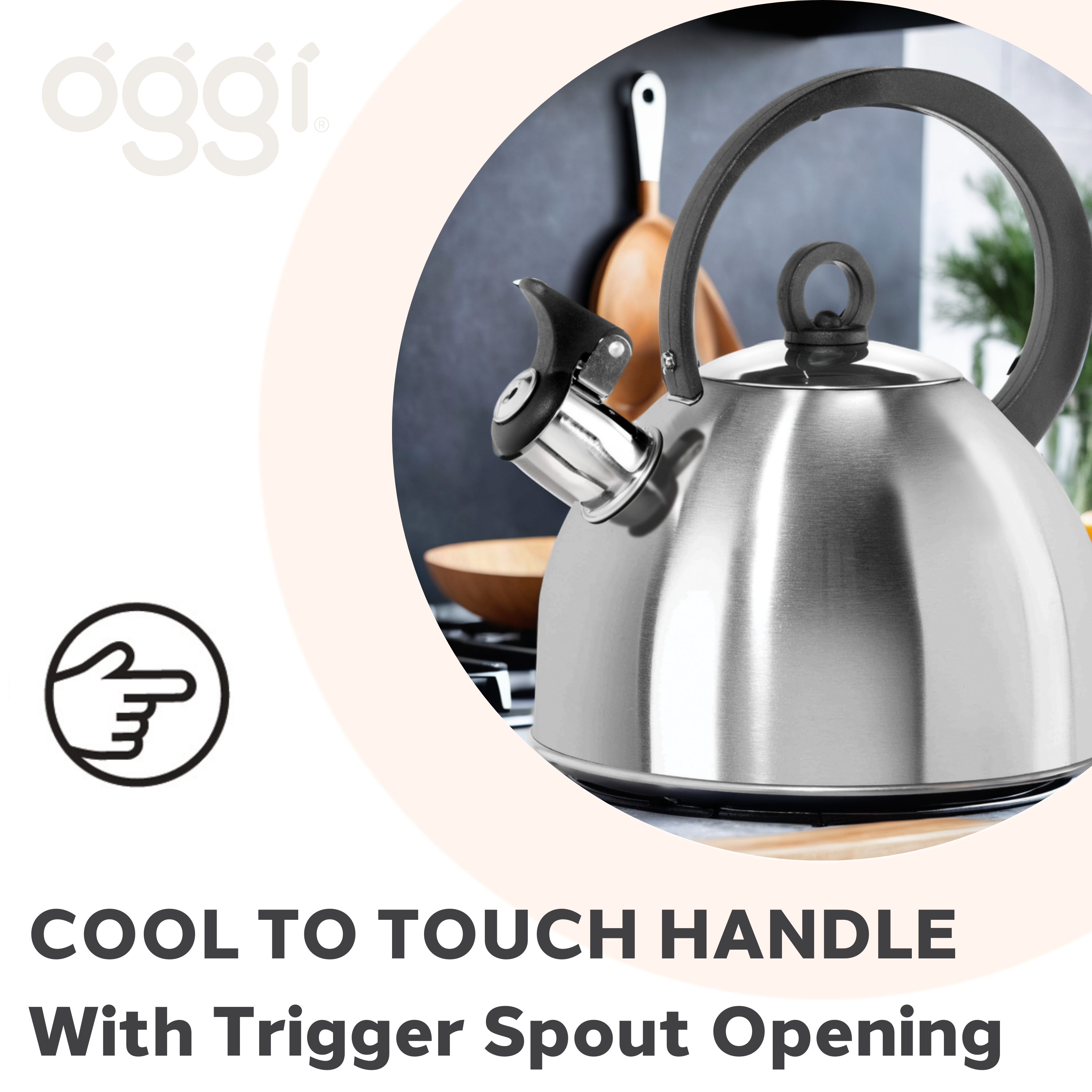 Oggi – wholesale Kettle – Stovetop Kettle - Whistling 64 oz / 1.9 lt Stainless4