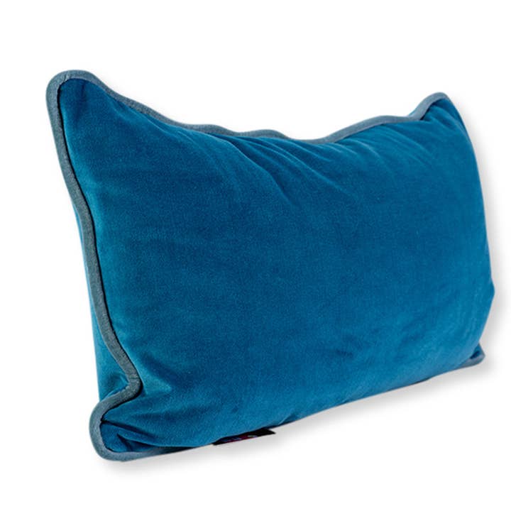 Furbish Studio - Wholesale Throw/Decorative Pillow - Charliss Velvet Lumbar Pillow - Peacock + Aqua