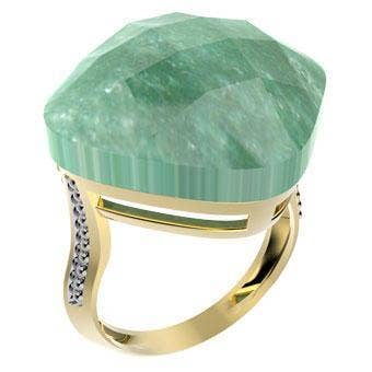 Natursteinring aus 18 Karat Gelbgold, Damenschmuck 14089 für den Großhandel von Gio Fantato