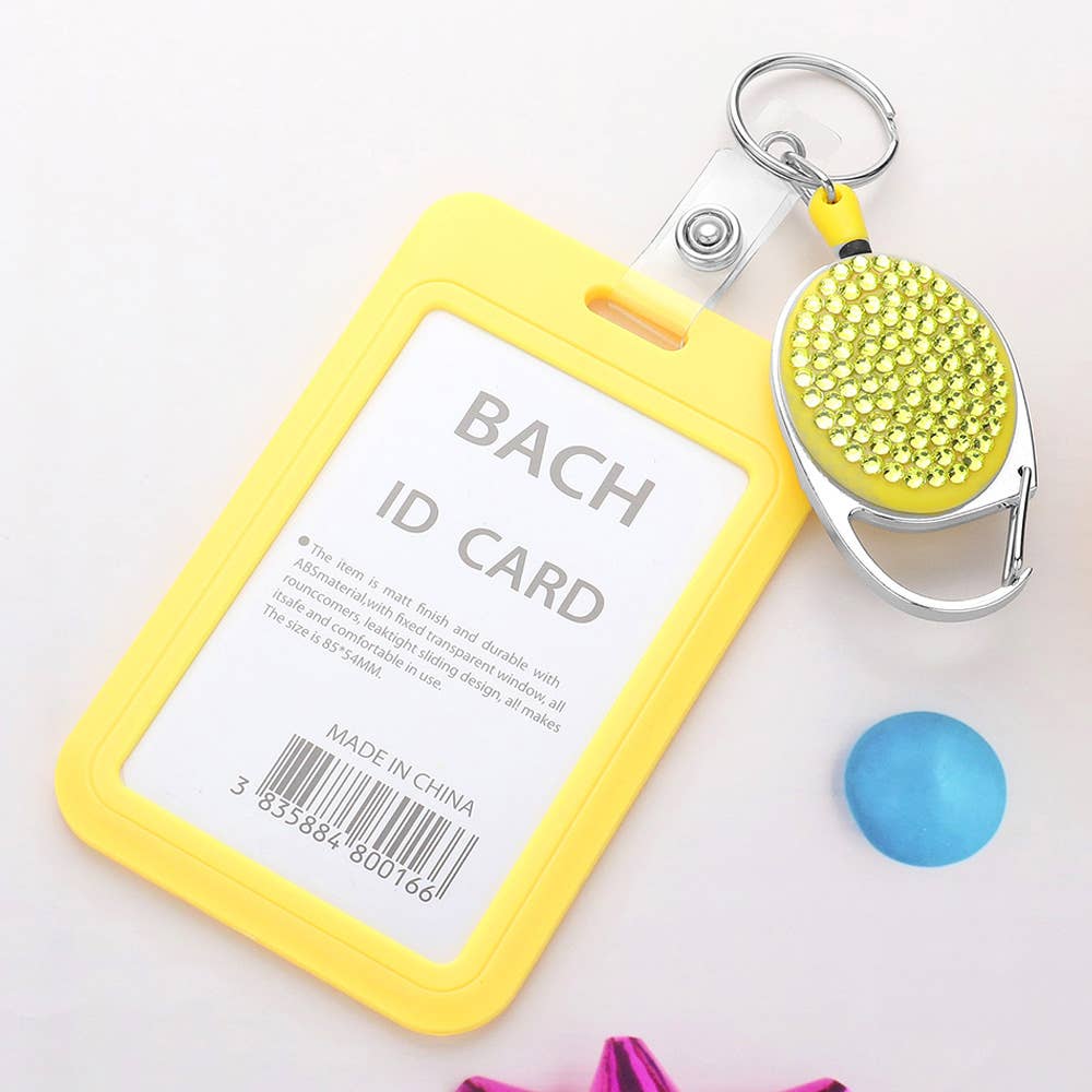 Sensibling Corp. - Wholesale Card Holder - Women's - Bling Studded Tag Pointed Retractable ID Card Holder0