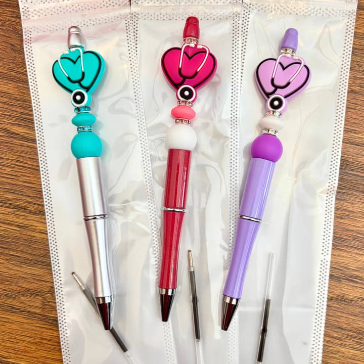 Nurse Beaded Pens – Prepackaged with Sleeve & Ink Refill for wholesale by Mrs. Matt’s Marketplace