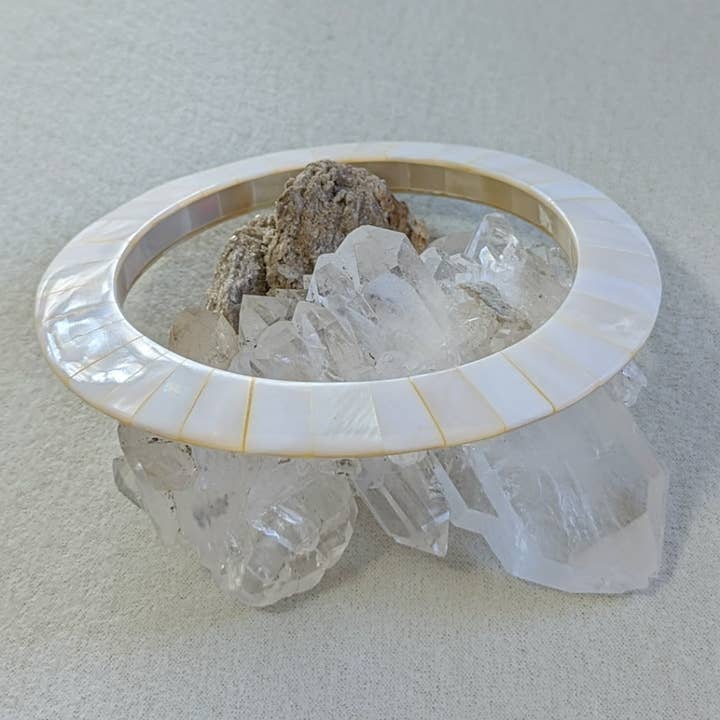 SALE Mother of Pearl Statement Bangle Bracelet for wholesale by Saraswati Imports