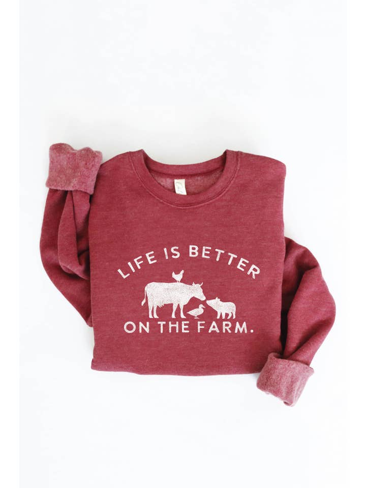 OAT COLLECTIVE - Wholesale Graphic Sweatshirt - Women's - LIFE IS BETTER ON THE FARM Graphic Sweatshirt11