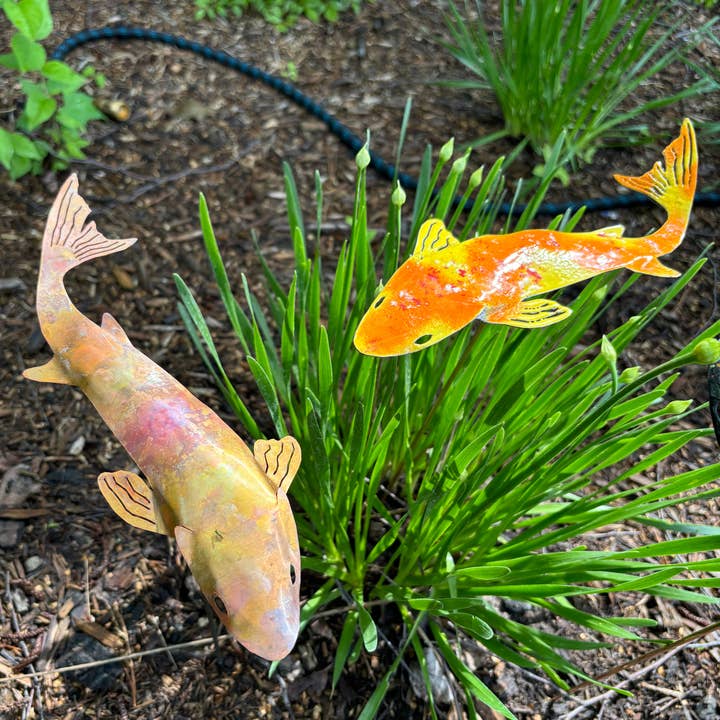 Clever Goods by Annabelle Noel Designs - Wholesale Garden/Lawn Stake - Natural Copper Koi Garden Stake