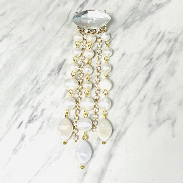 Anita K By Blushing Pink - Wholesale Dangle Earrings - Freshwater Pearl & Crystal Dangle Statement Earring1