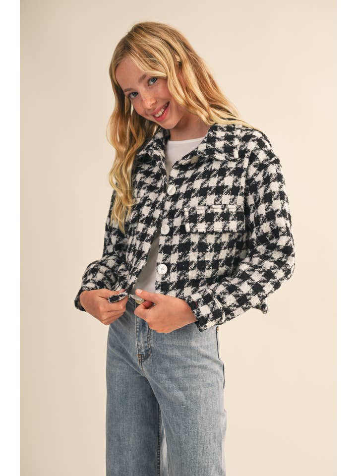 heart and arrow - Wholesale Jacket - Kids - TWEEN KIDS GIRLS Tweed Houndstooth Pattern Jacket (7-14)5