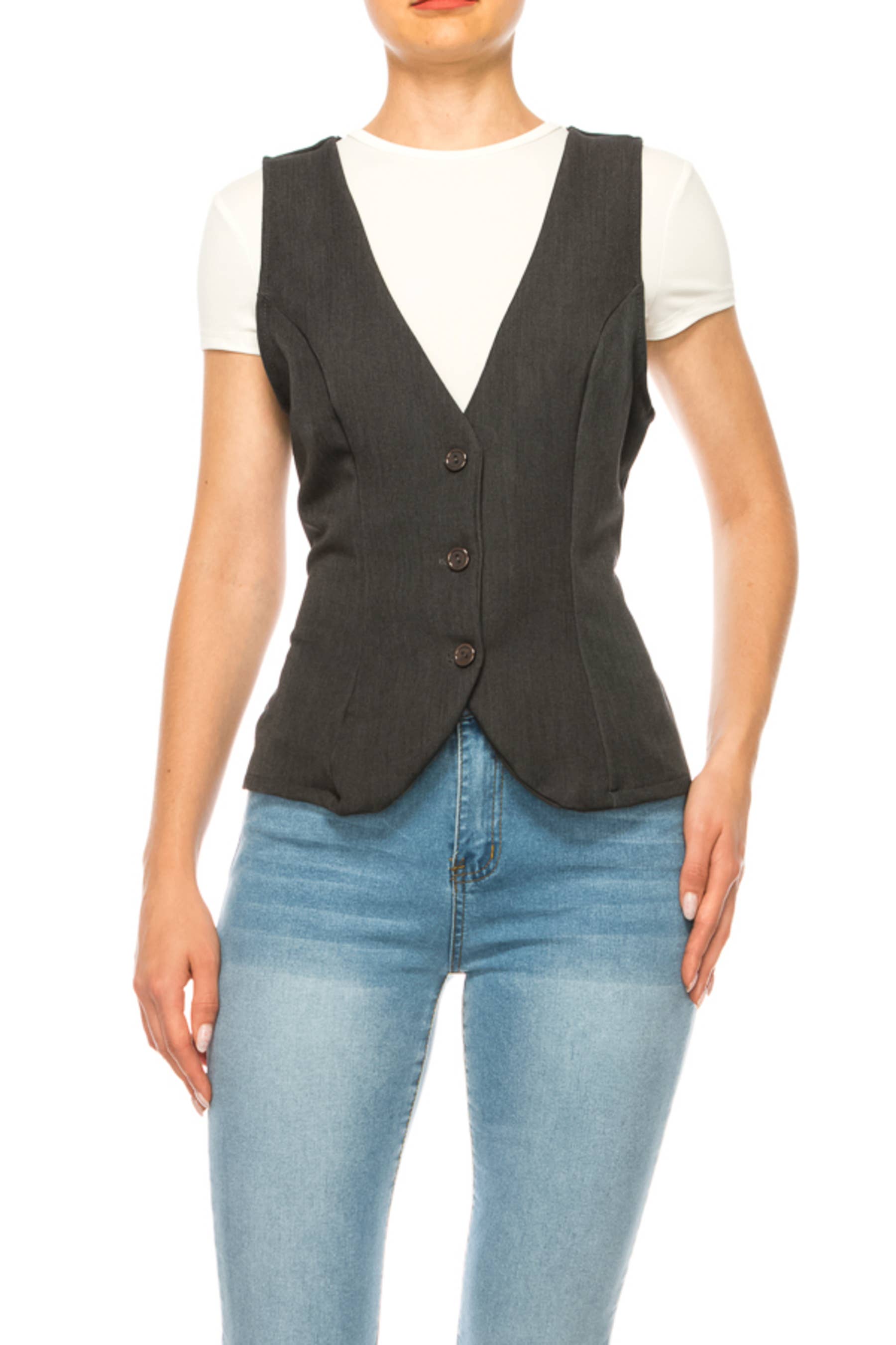MOA COLLECTION - Wholesale Suit Vest - Women's - Women's Dressy Casual Racerback Vest Tuxedo Suit Waistcoat0