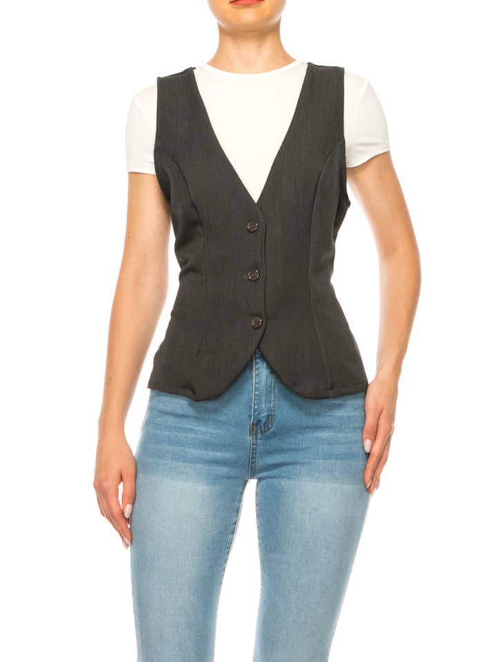 MOA COLLECTION – wholesale Suit vest – Women′s – Women's Dressy Casual Racerback Vest Tuxedo Suit Waistcoat