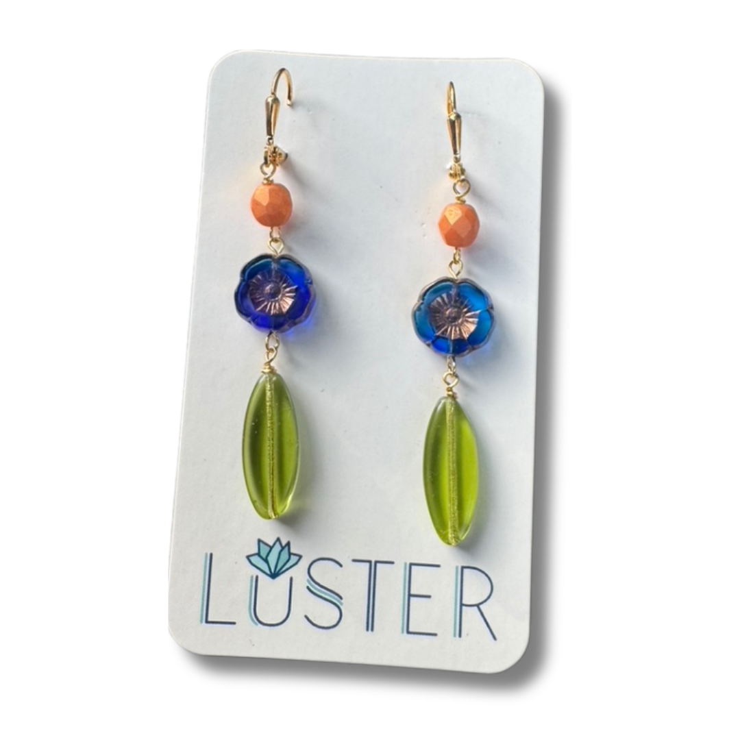 LUSTER - Vente Boucles d'oreilles pendantes - Boucles d'oreilles légères uniques en verre tchèque en forme de fleur2