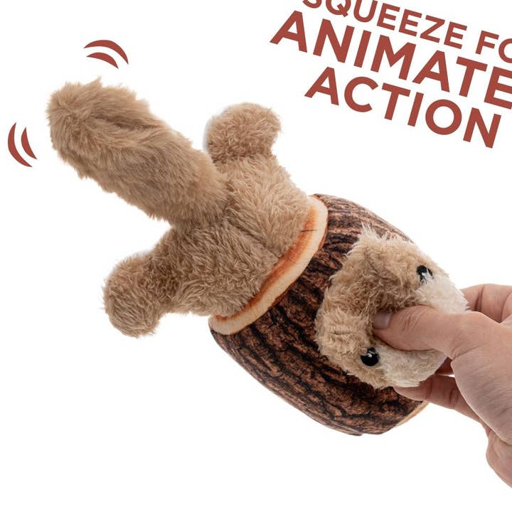 Squirrel in Log Moving Plush Dog Toy for wholesale by Original Territory