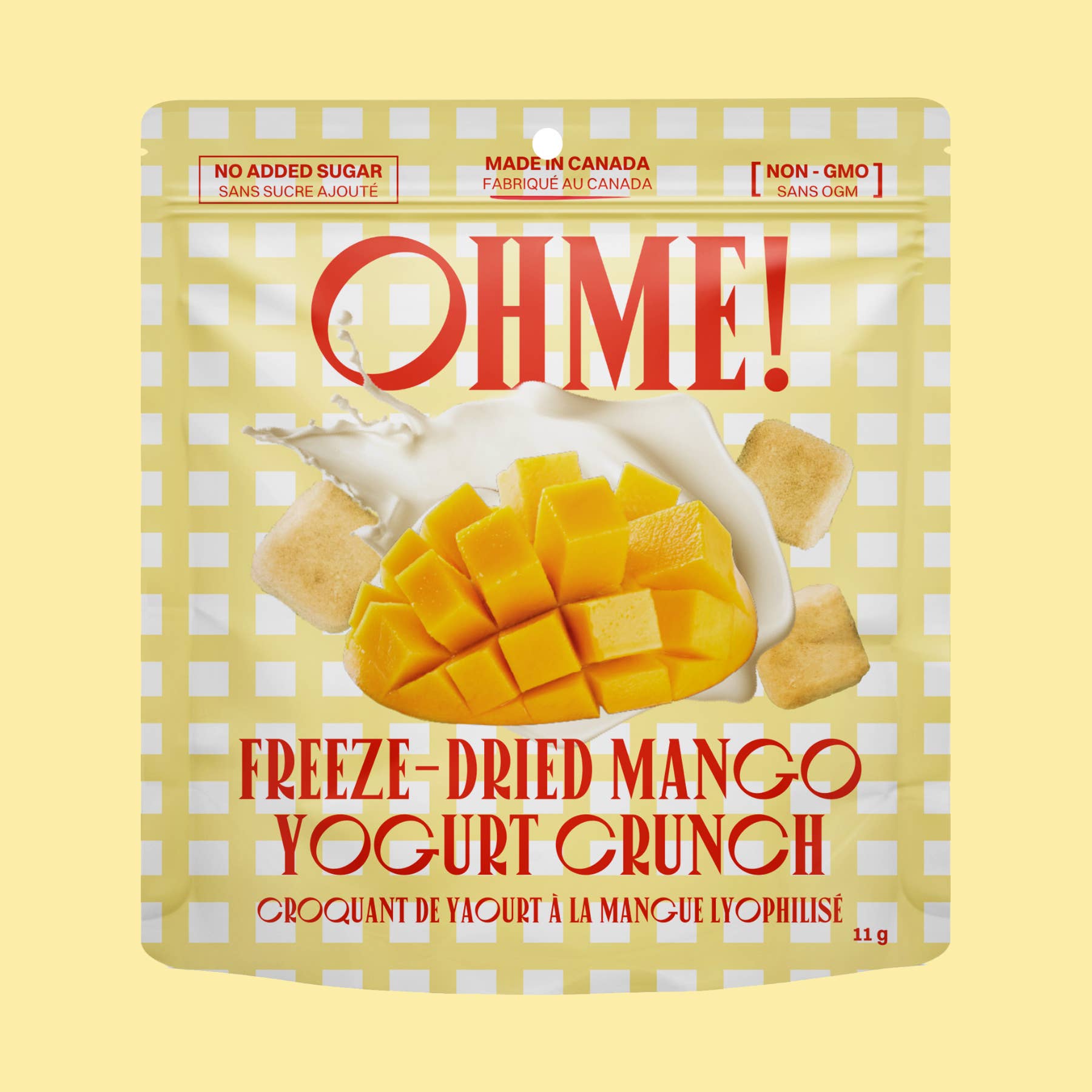 OHME! Foods – wholesale Torkad frukt – Frystorkad mango med yoghurtcrunch (snackstorlek)