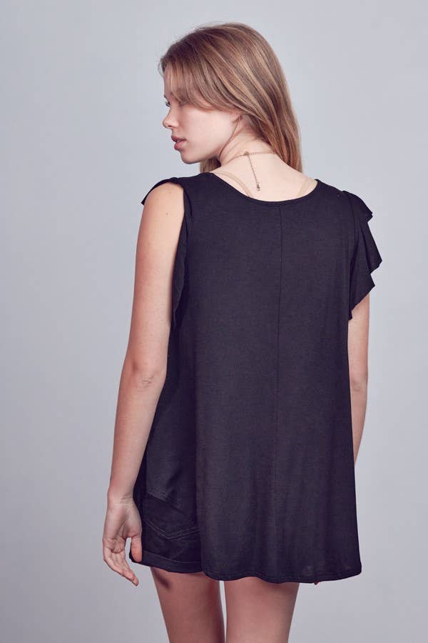 JADE BY JANE - Wholesale Tunic - Women's - Sleeveless Ruffle Top - KRT10371