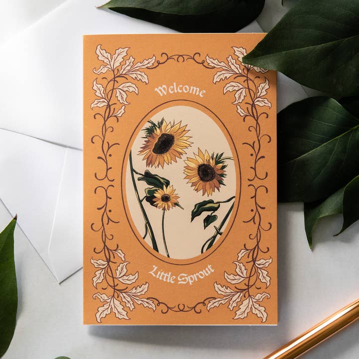 "Welcome Little Sprout" New
Baby Card for wholesale by Tamara Ruth A.R.T