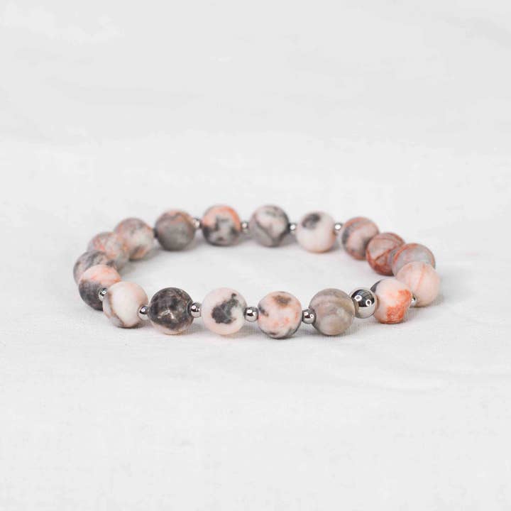 Lori Armband Rosa Matt Zebra Jaspis 8mm för wholesale av BODHI OM ART