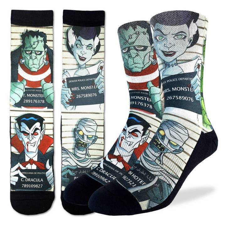 Men's Halloween, Mugshots Socks for wholesale by Good Luck Sock
