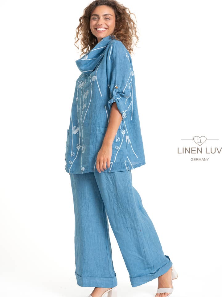 In Stock - French Linen Blouse Linen Luv (TP1567P-185) for wholesale by LINEN LUV