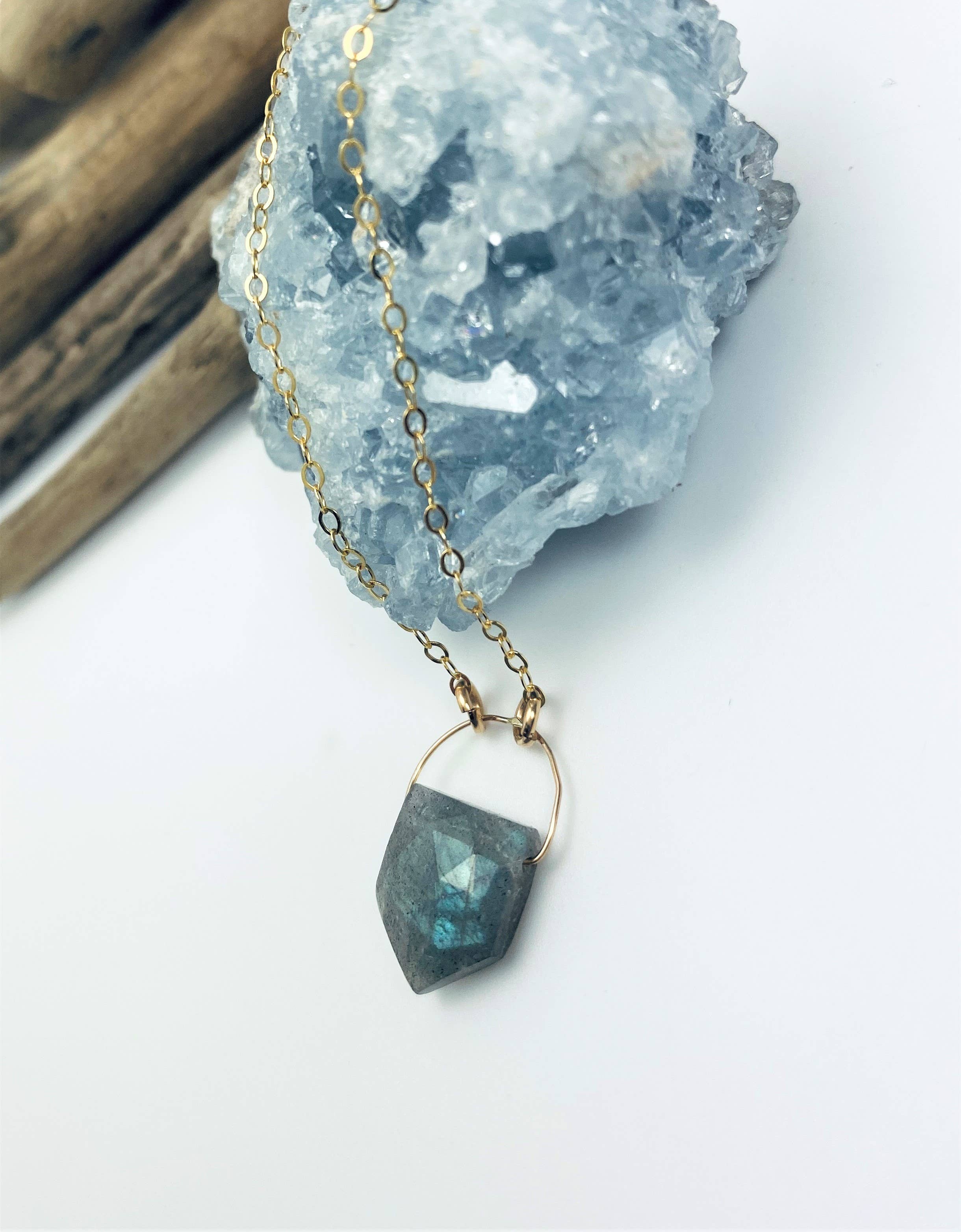 Laura J Designs - Wholesale Pendant/Charm Necklace - Labradorite Dagger Necklace1