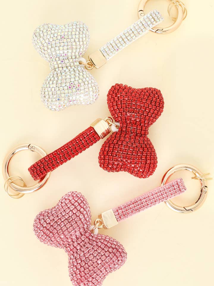 Rhinestone Embellished Bow Keychain for wholesale by SP Sophia Collection