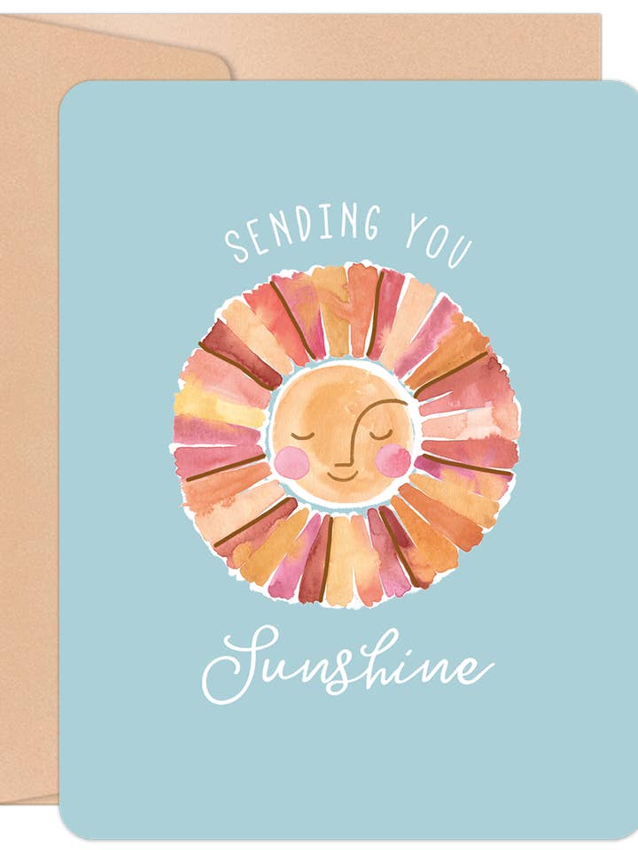 Sender dig solskin Akvarel Smilende Sol God bedring-kort for engroshandel hos Willow & Ivy Press