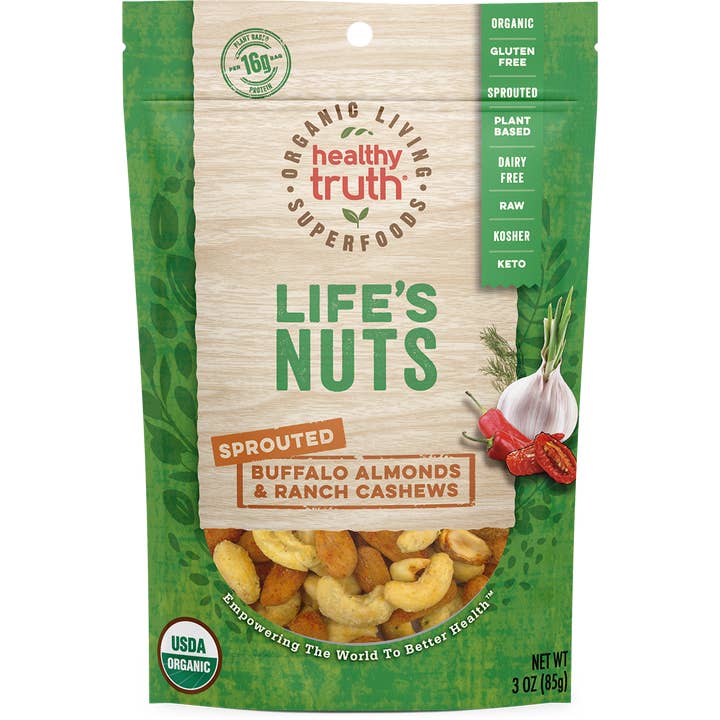 Healthy Truth/Organic Living Superfoods - Wholesale Nuts - Organic Raw Sprouted Buffalo Almonds and Ranch Cashews