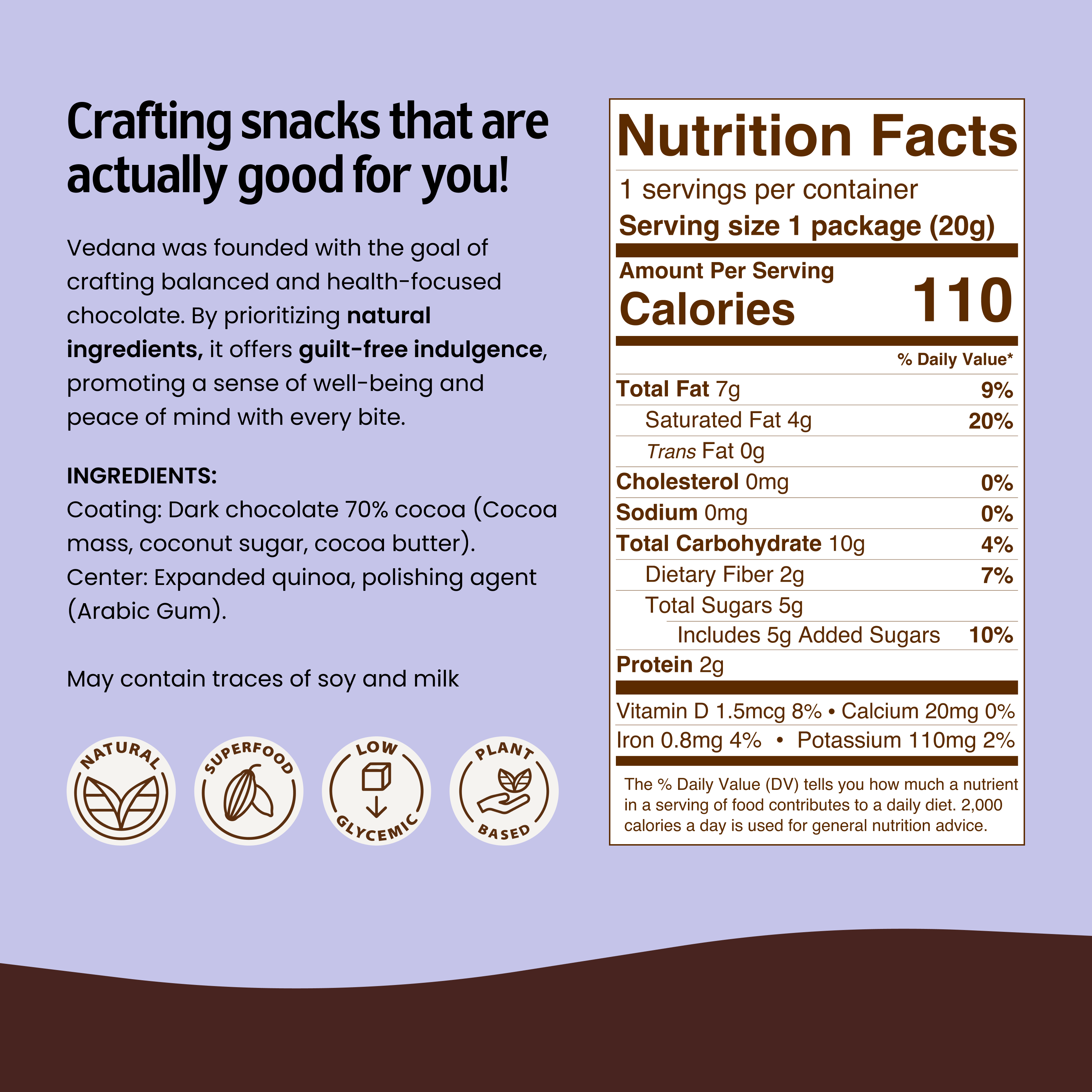 Vedana Chocolate - Wholesale Chocolate Covered Sweets - Puffed Quinoa coated in Dark Chocolate1