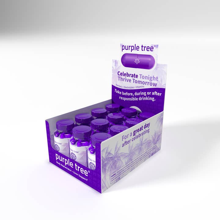 Purple Tree Labs - Wholesale Oral Supplement/Vitamin - Purple Tree Post-Celebration Wellness POS - 12 bottles