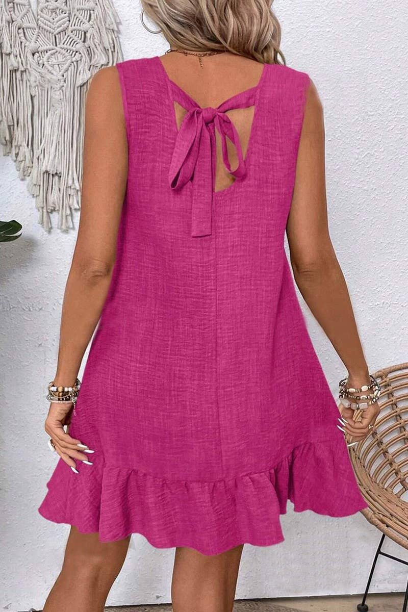 NINEXIS - Wholesale Dress - Women's - CWDSD7142_RUFFLED SLEEVELESS CASUAL TANK DRESS10