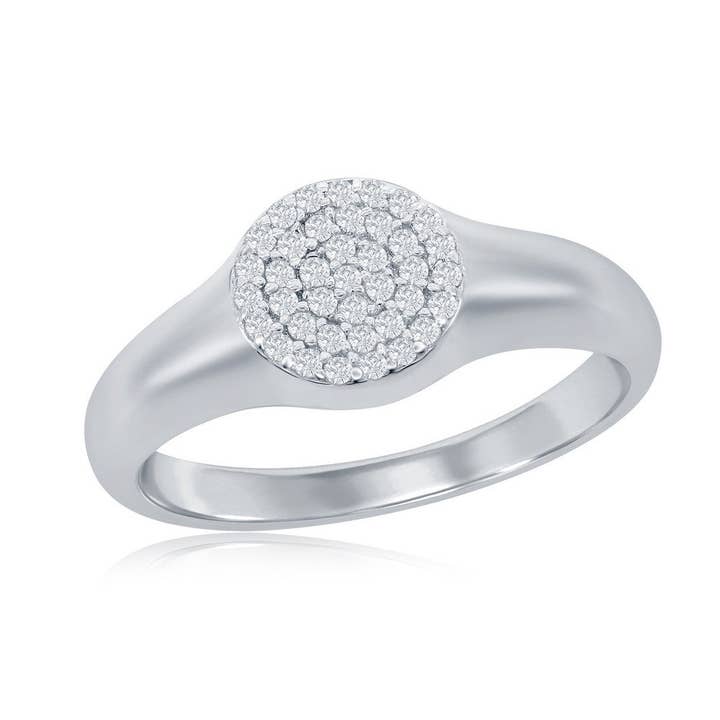 Sterling Silver Micro Pave CZ Round Ring for wholesale by International Excellence